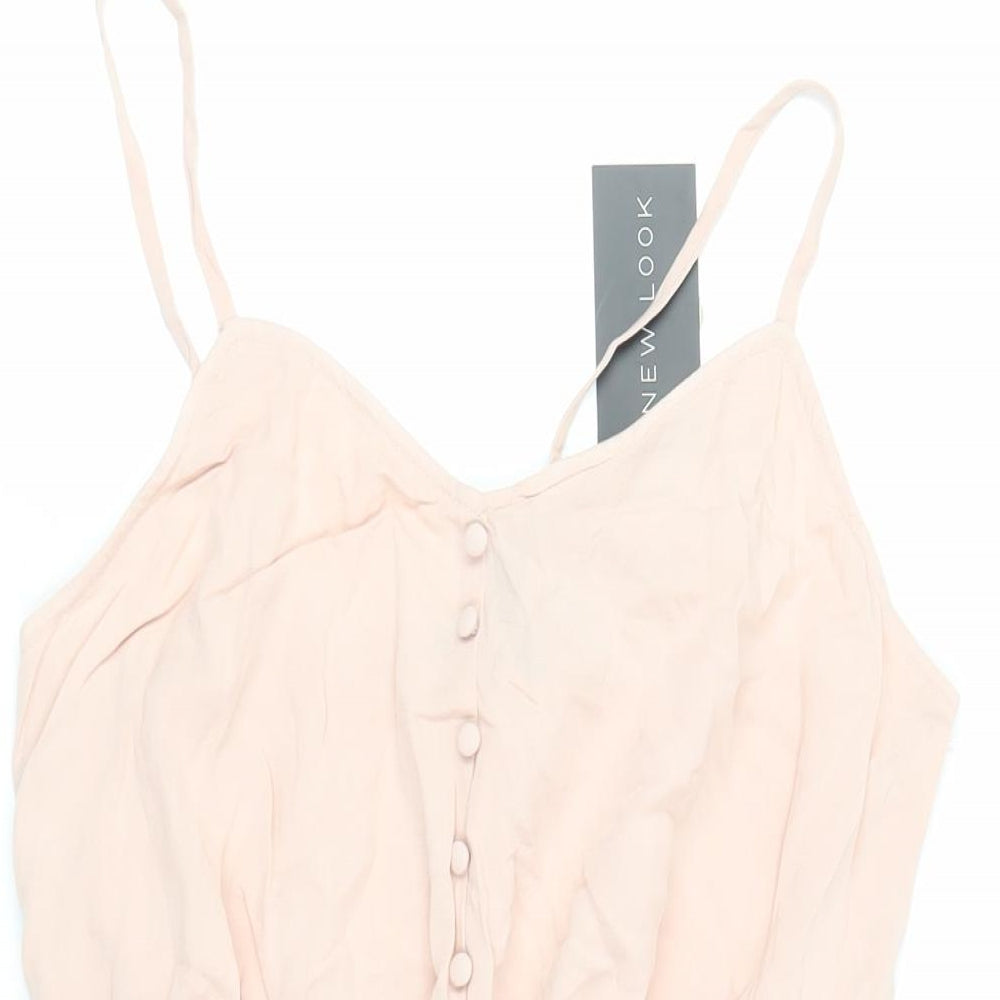 New Look Womens Pink Viscose Playsuit One-Piece Size 10 - Elasticated Waist