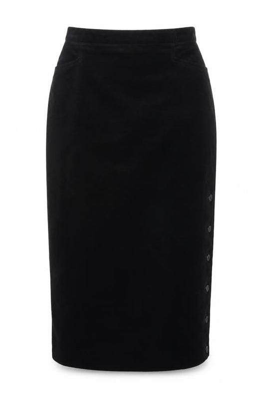 Carr Jones Womens Black Cotton Straight & Pencil Skirt Size 14 Zip - Vintage