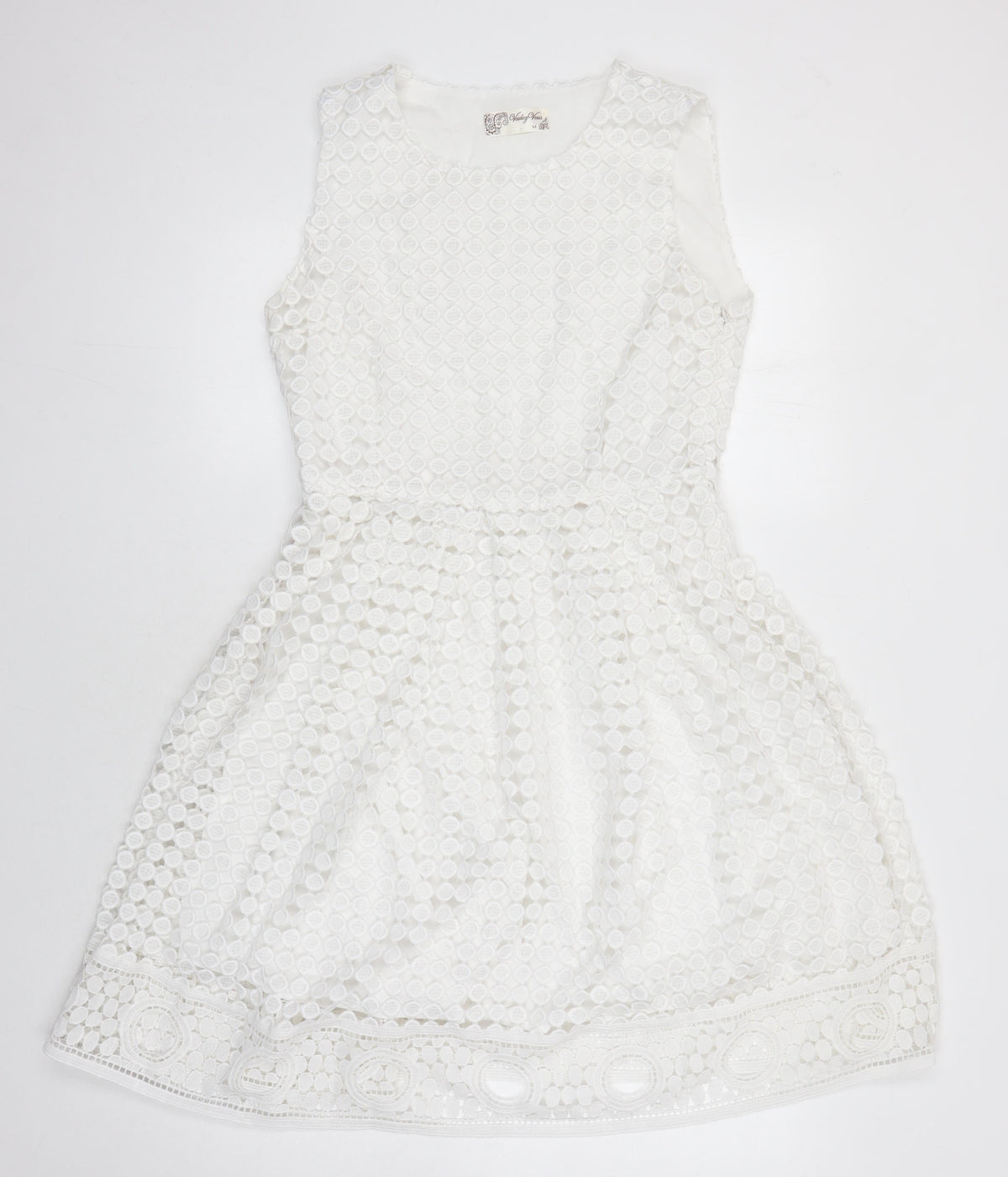 Voluez Vous Womens White Polyester A-Line Size M Round Neck