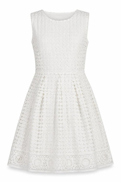 Voluez Vous Womens White Polyester A-Line Size M Round Neck