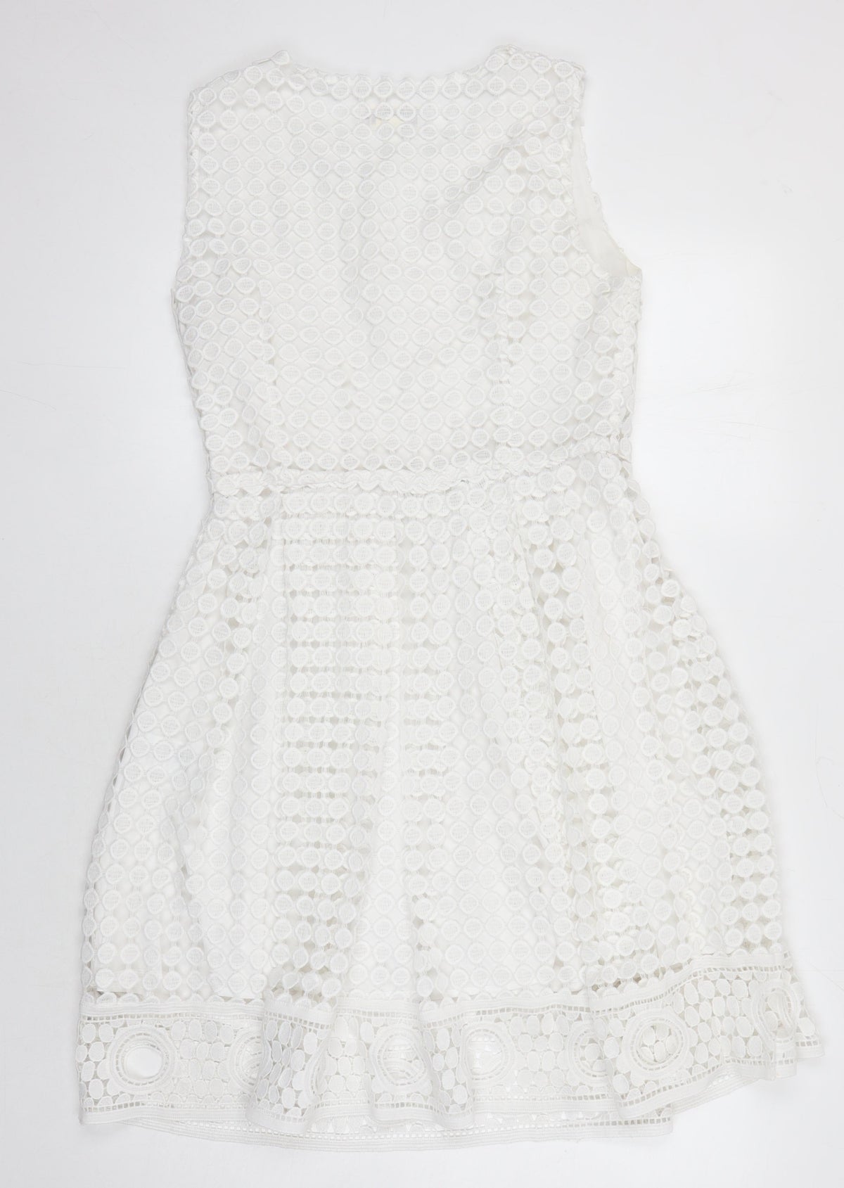 Voluez Vous Womens White Polyester A-Line Size M Round Neck