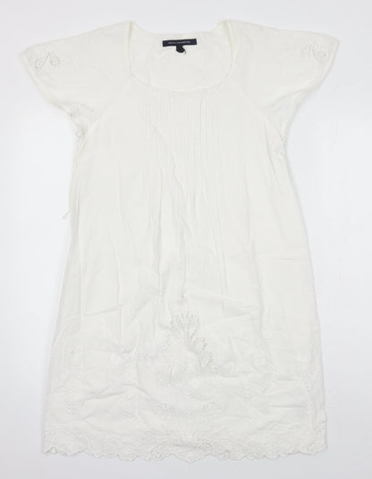 French Connection Womens White 100% Cotton Shift Size 8 Round Neck