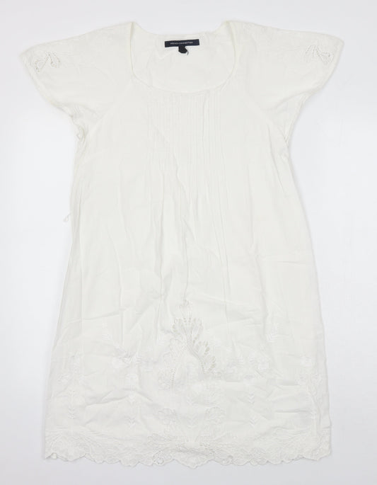 French Connection Womens White 100% Cotton Shift Size 8 Round Neck