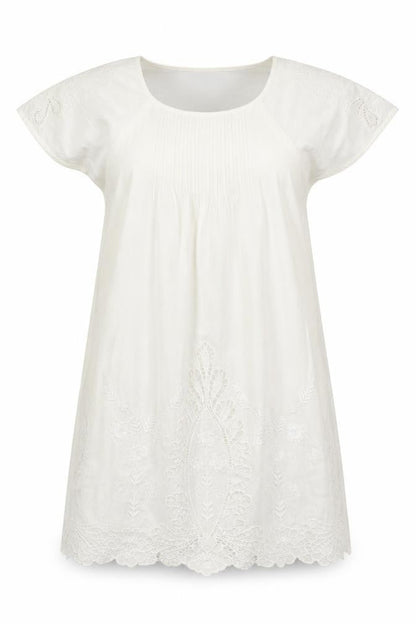 French Connection Womens White 100% Cotton Shift Size 8 Round Neck