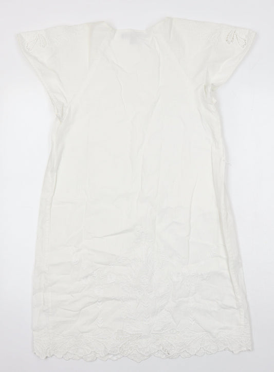 French Connection Womens White 100% Cotton Shift Size 8 Round Neck