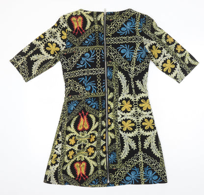 Tenki Womens Multicoloured Geometric Polyester Shift Size 12 Boat Neck