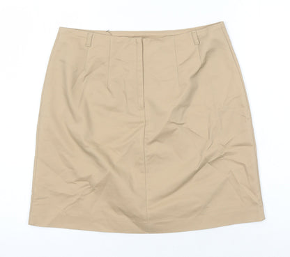 H&M Womens Beige Cotton Mini Skirt Size 8 Zip