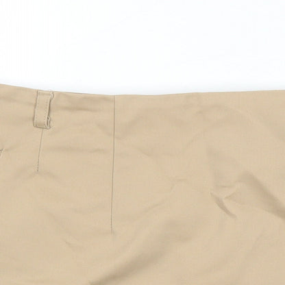 H&M Womens Beige Cotton Mini Skirt Size 8 Zip
