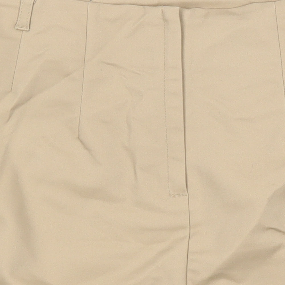 H&M Womens Beige Cotton Mini Skirt Size 8 Zip