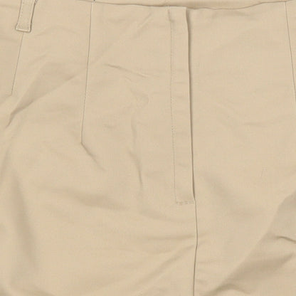 H&M Womens Beige Cotton Mini Skirt Size 8 Zip