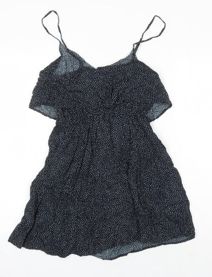 H&M Womens Blue Plaid Trivinyl Mini Size 12 V-Neck