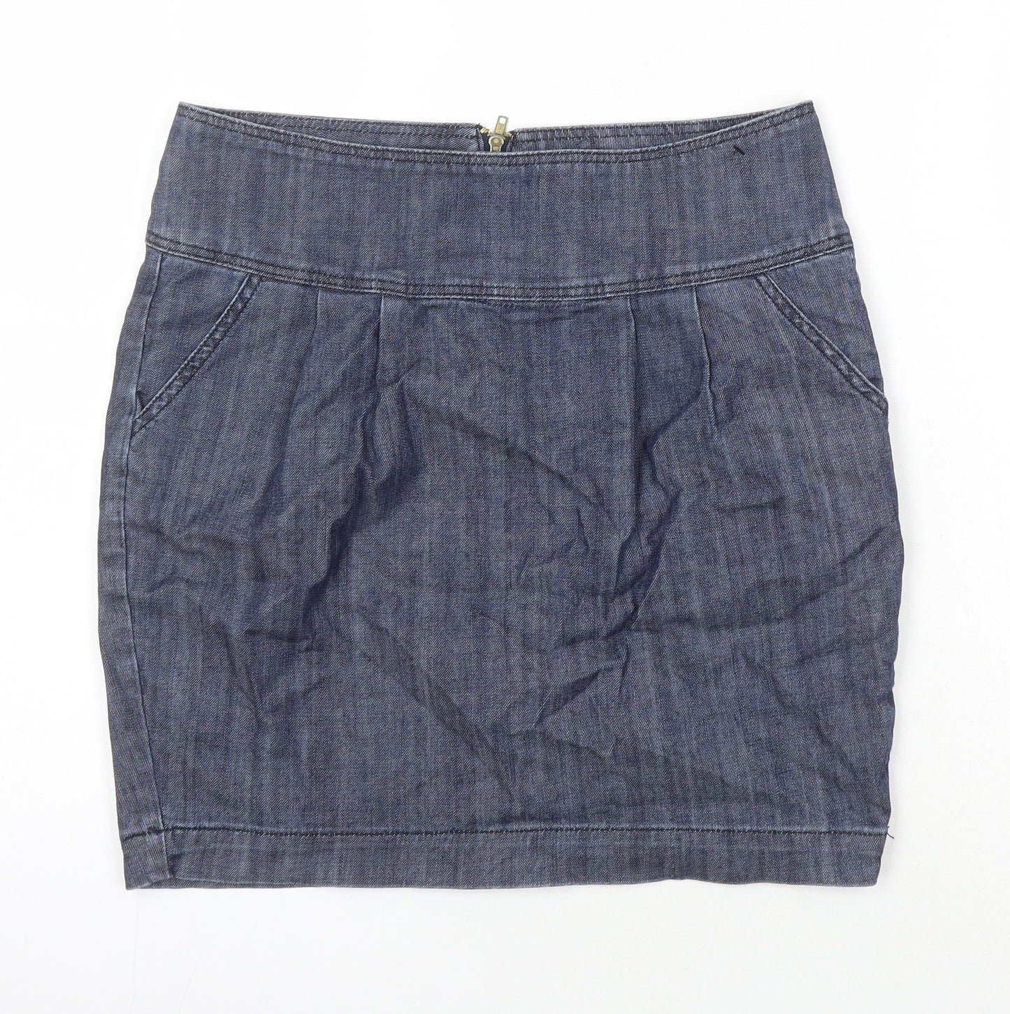 Be Beau Womens Blue Cotton Mini Skirt Size 10