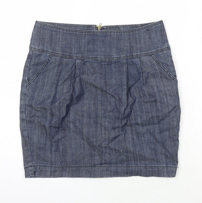 Be Beau Womens Blue Cotton Mini Skirt Size 10