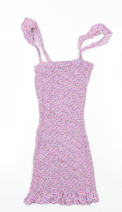 PRETTYLITTLETHING Womens Ivory Fair Isle Viscose Mini Size 4 Round Neck