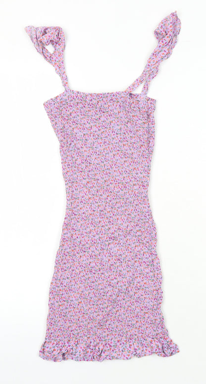 PRETTYLITTLETHING Womens Ivory Fair Isle Viscose Mini Size 4 Round Neck