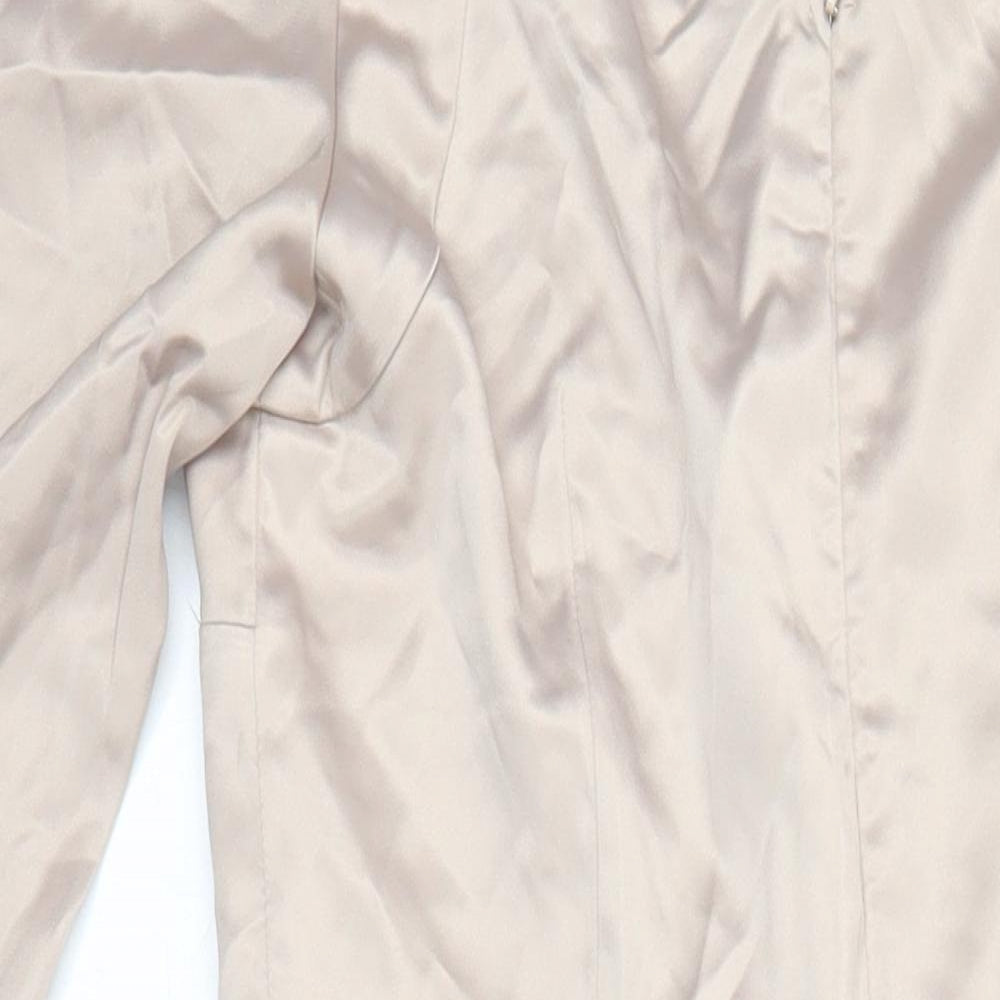 Boohoo Womens Beige Polyester Pencil Dress Size 8 Square Neck Zip