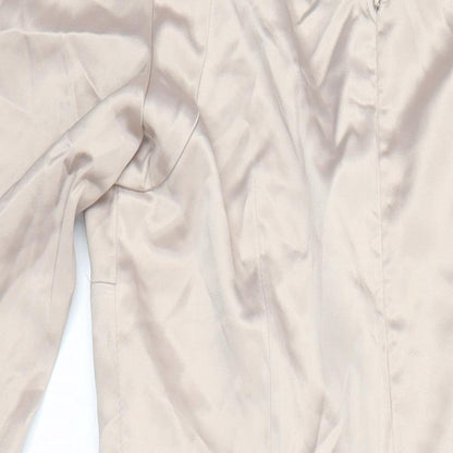 Boohoo Womens Beige Polyester Pencil Dress Size 8 Square Neck Zip