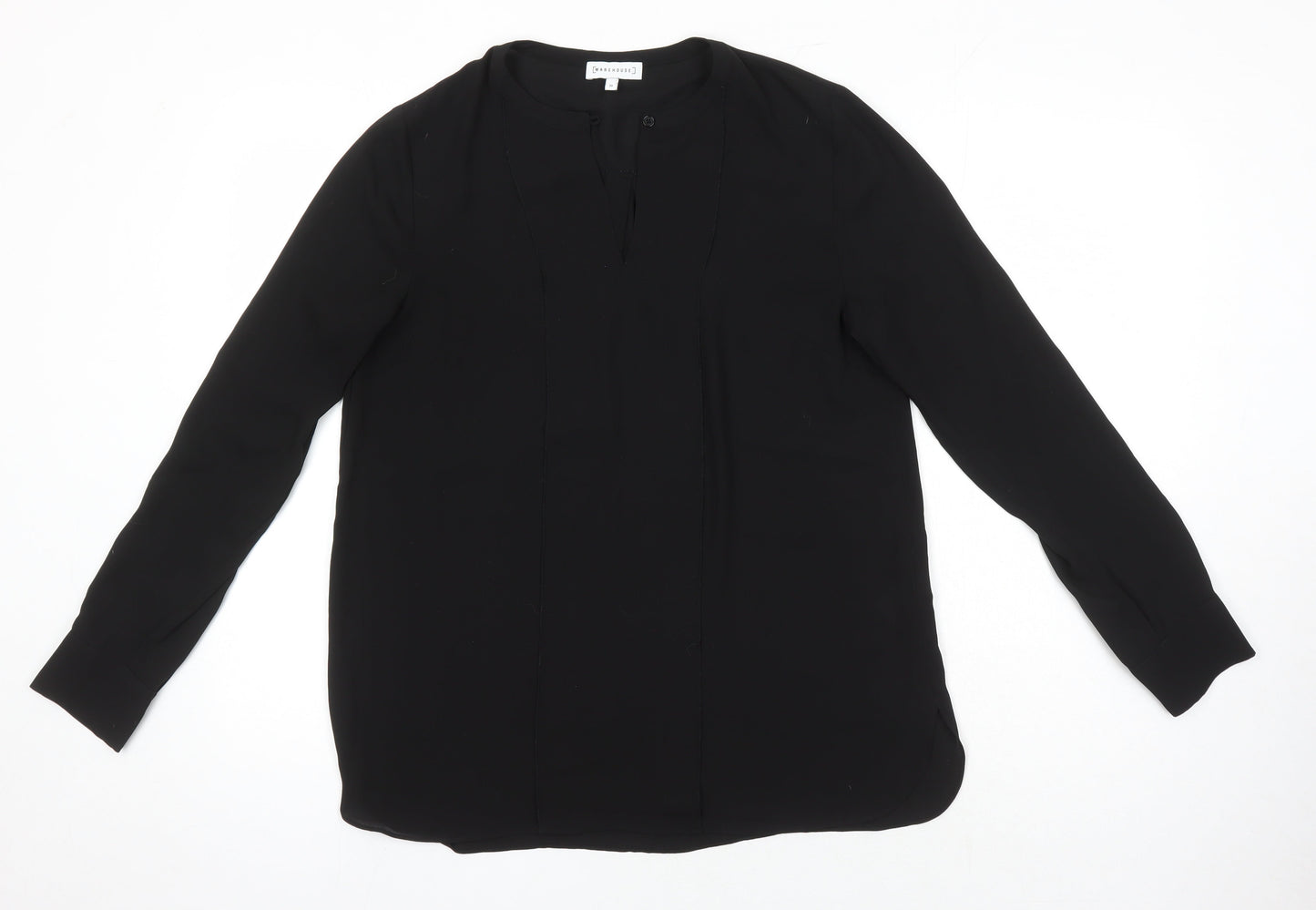 Womens UK Size 10 Warehouse Black Tunic Blouse