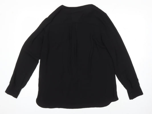 Womens UK Size 10 Warehouse Black Tunic Blouse