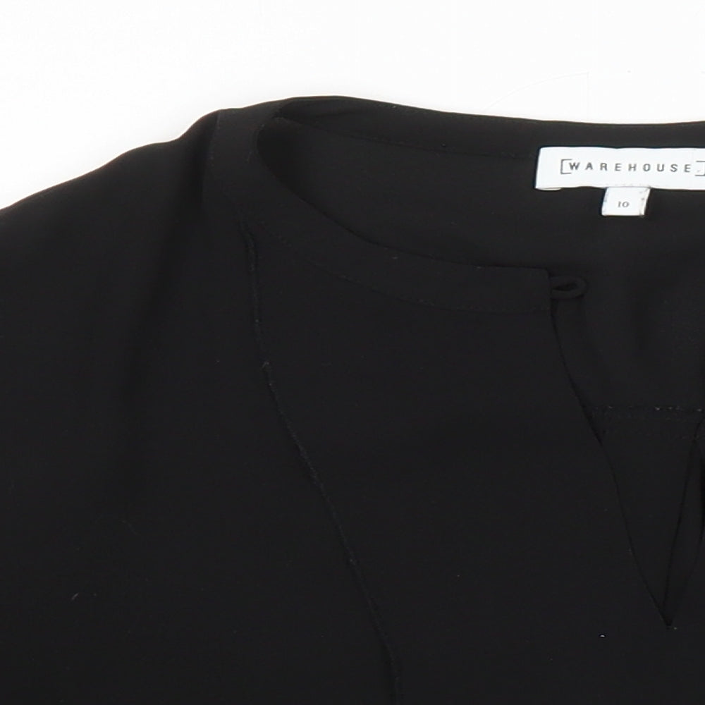 Womens UK Size 10 Warehouse Black Tunic Blouse