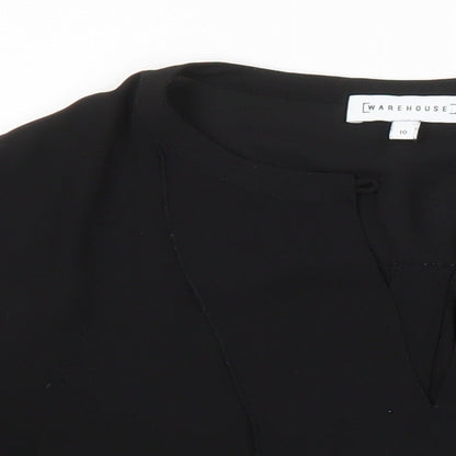 Womens UK Size 10 Warehouse Black Tunic Blouse