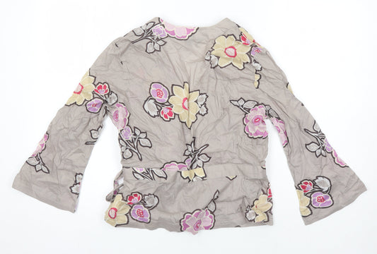 Great Plains Womens Multicoloured Floral 100% Cotton Kimono Blouse Size L V-Neck