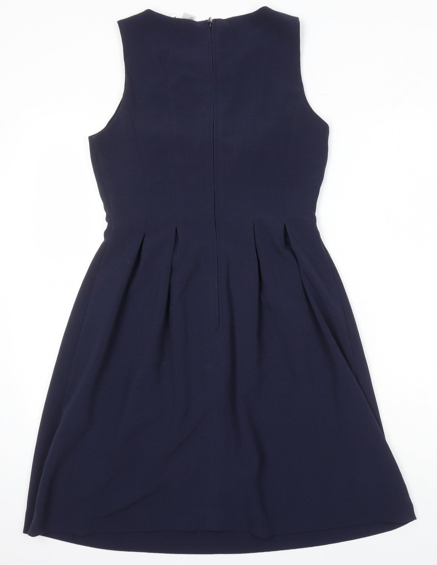 H&M Womens Blue Polyester A-Line Size 10 Boat Neck
