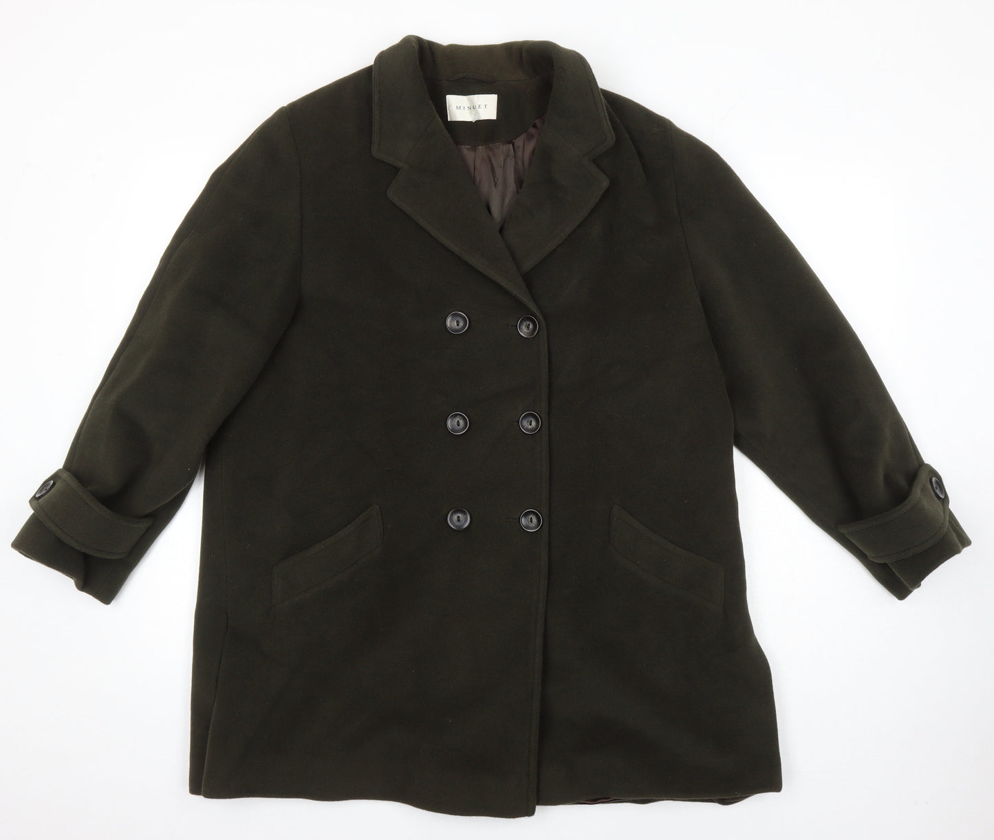 Minuet Womens Green Overcoat Coat Size 16