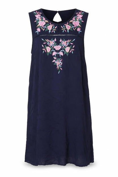 Red Herring Womens Blue Floral Viscose Shift Size 12 Round Neck Button