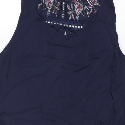 Red Herring Womens Blue Floral Viscose Shift Size 12 Round Neck Button