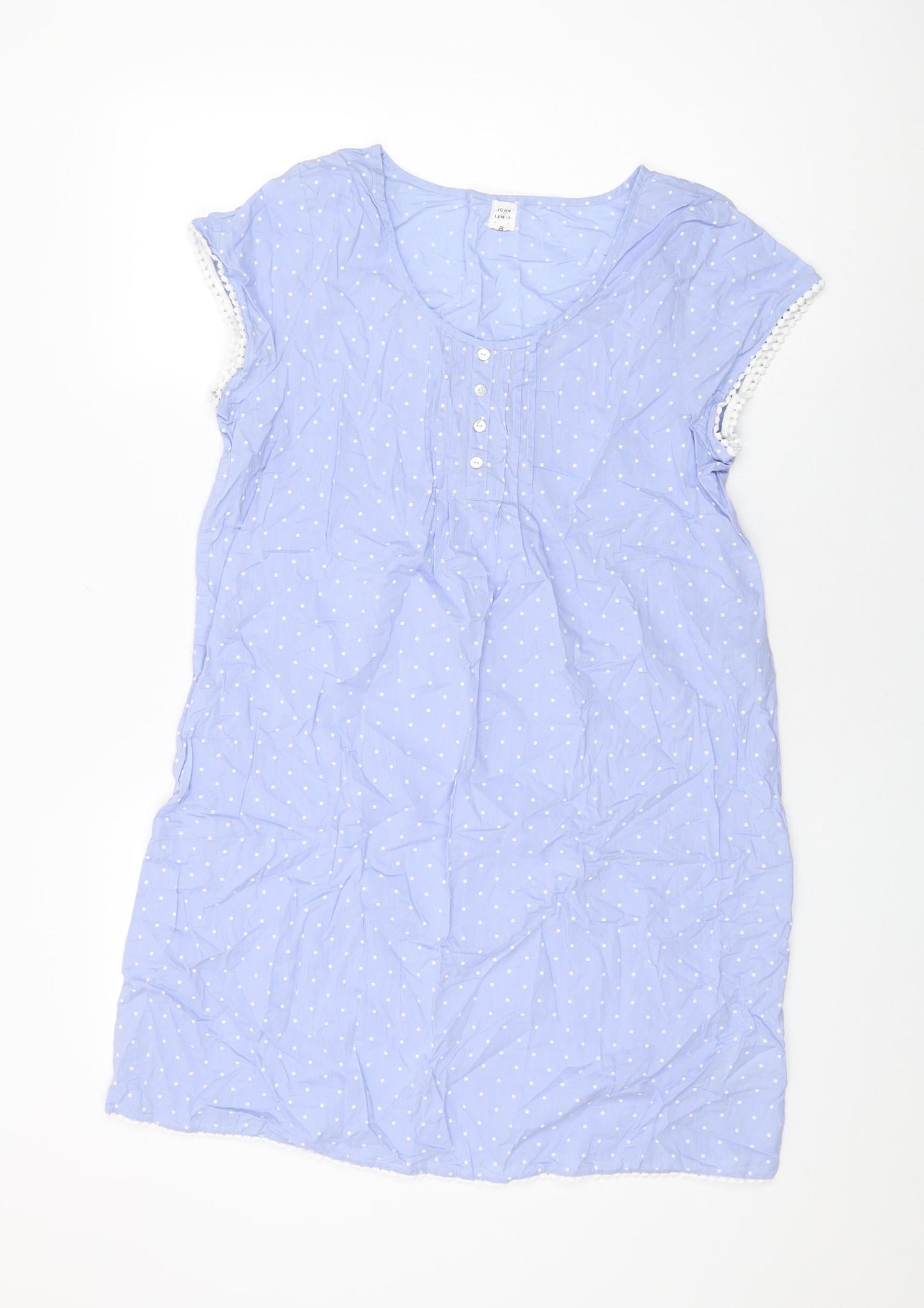 John Lewis Womens Blue Polka Dot Cotton Top Dress Size 10