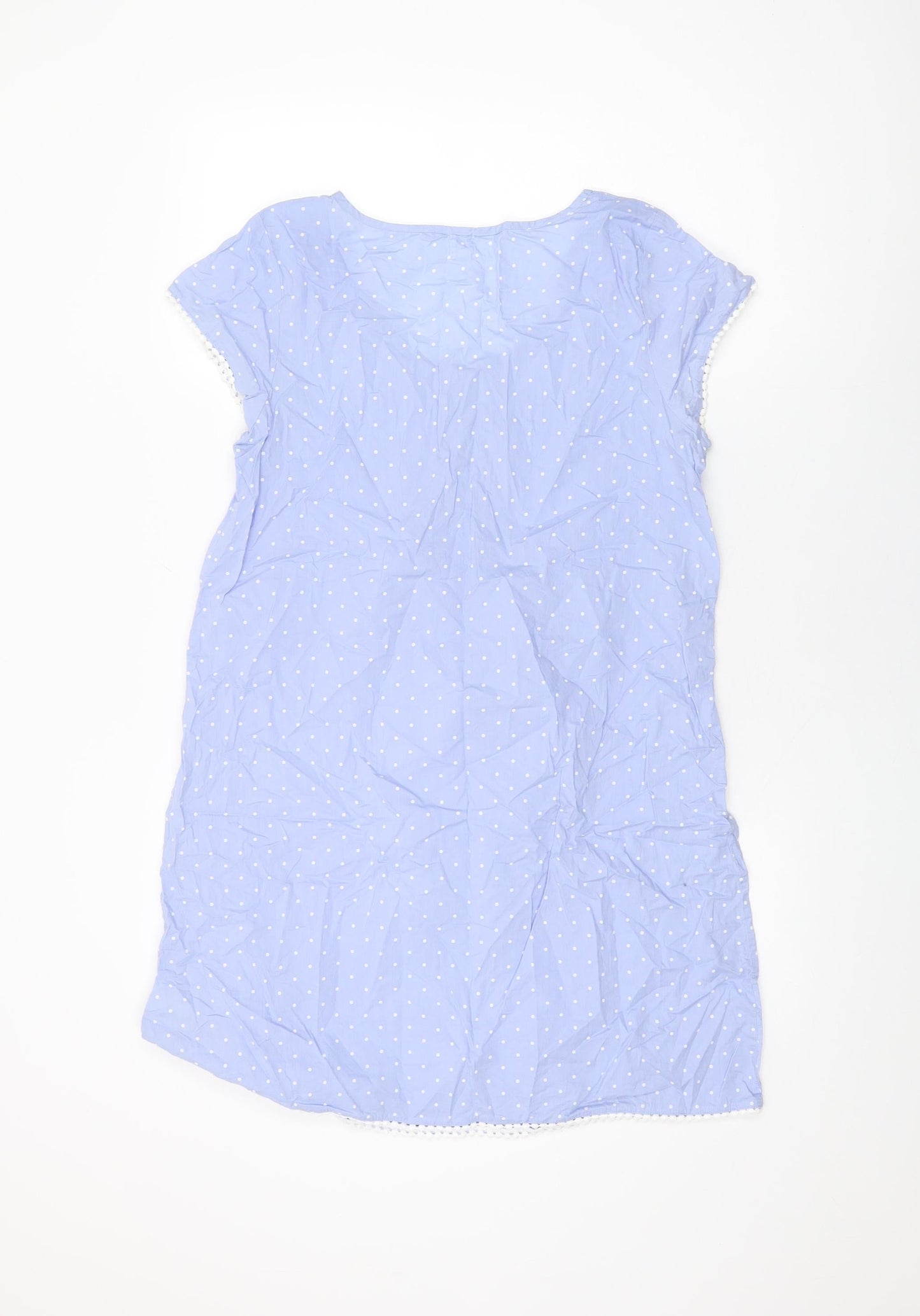 John Lewis Womens Blue Polka Dot Cotton Top Dress Size 10