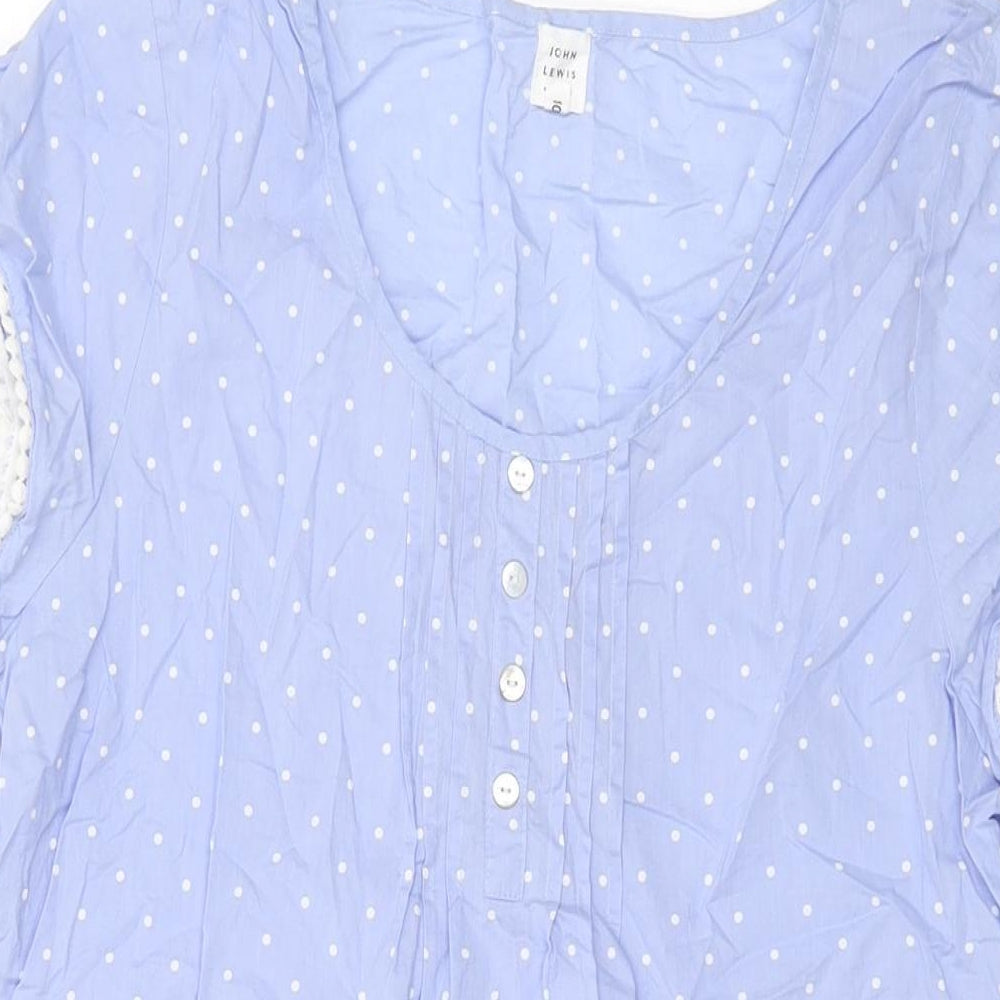 John Lewis Womens Blue Polka Dot Cotton Top Dress Size 10
