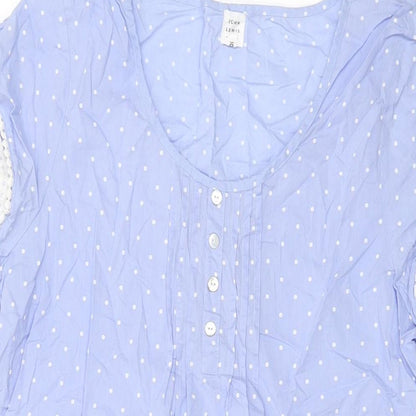 John Lewis Womens Blue Polka Dot Cotton Top Dress Size 10