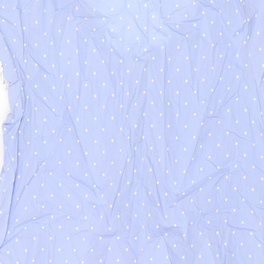 John Lewis Womens Blue Polka Dot Cotton Top Dress Size 10