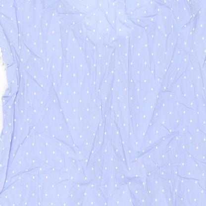 John Lewis Womens Blue Polka Dot Cotton Top Dress Size 10