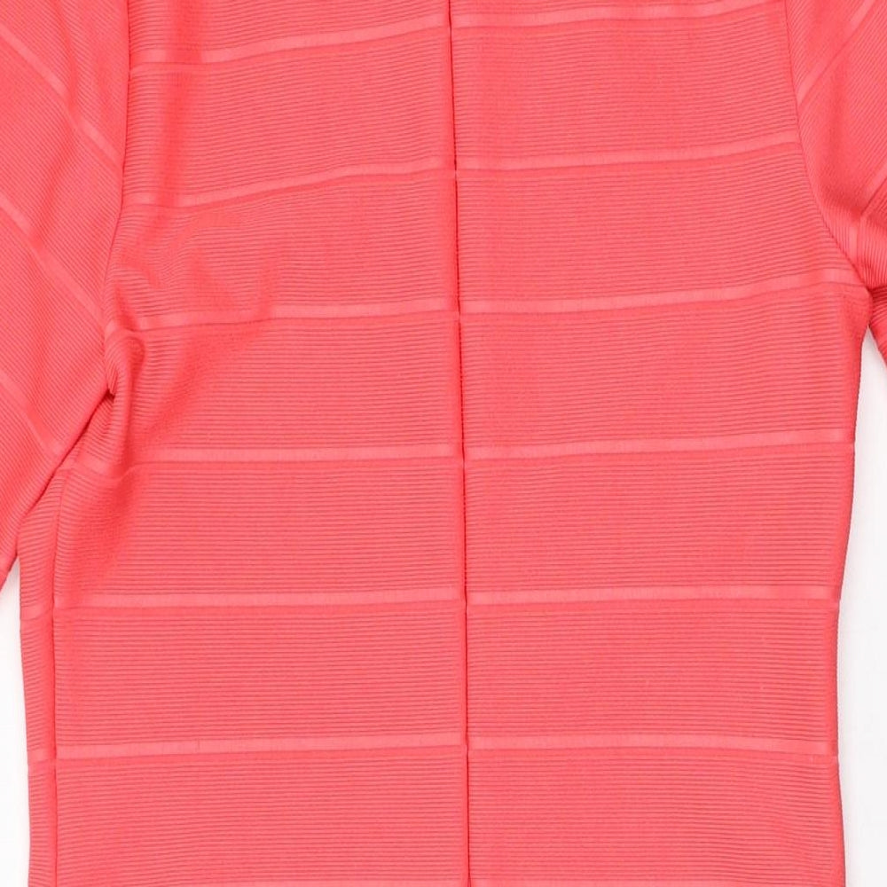 Dorothy Perkins Womens Pink Polyester Bodycon Size 12 Round Neck Zip