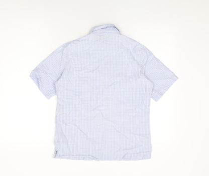 Hawkshead Womens Blue Geometric Cotton Basic Button-Up Size 10 Collared