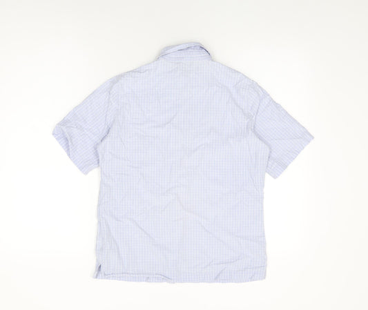 Hawkshead Womens Blue Geometric Cotton Basic Button-Up Size 10 Collared