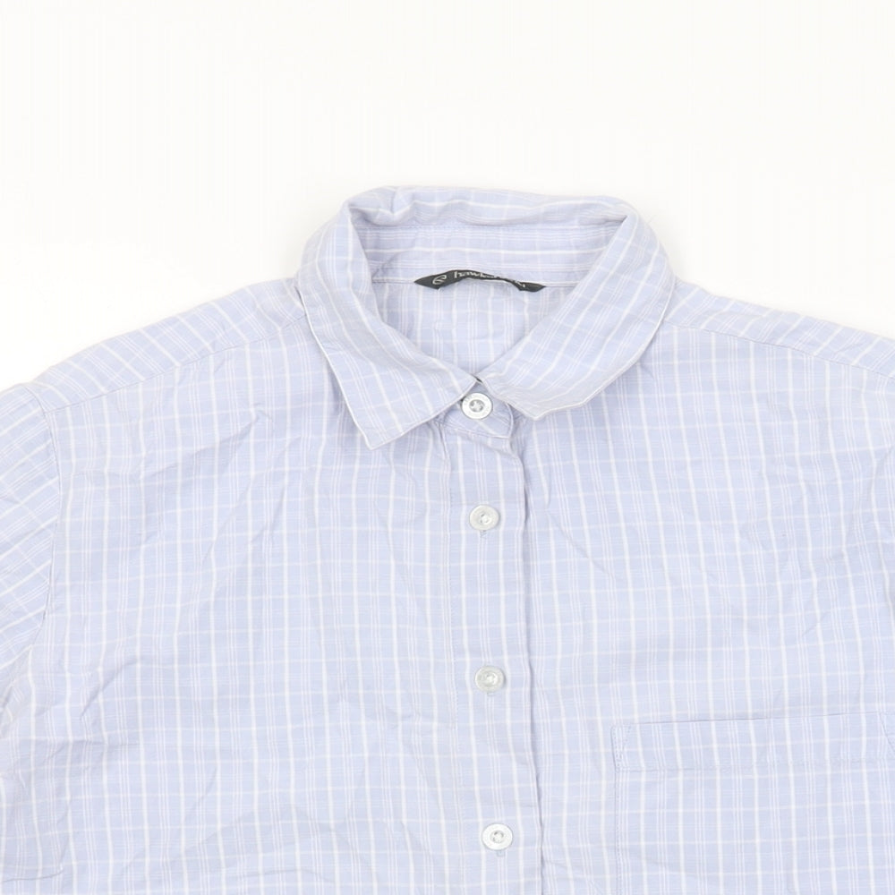 Hawkshead Womens Blue Geometric Cotton Basic Button-Up Size 10 Collared