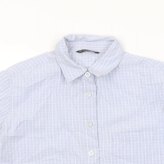 Hawkshead Womens Blue Geometric Cotton Basic Button-Up Size 10 Collared