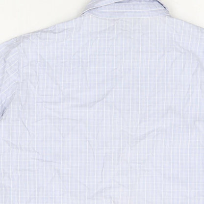 Hawkshead Womens Blue Geometric Cotton Basic Button-Up Size 10 Collared