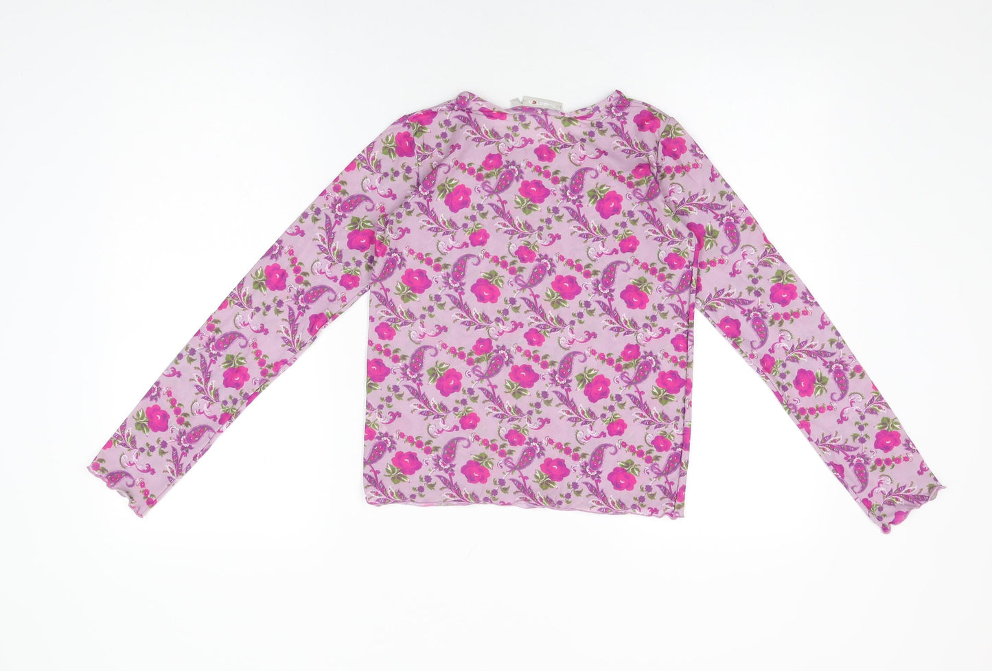 Dubbster Girls Purple Floral Polyamide Basic T-Shirt Size 12 Years Round Neck Pullover