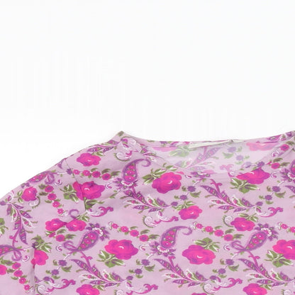 Dubbster Girls Purple Floral Polyamide Basic T-Shirt Size 12 Years Round Neck Pullover