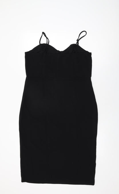 H&M Womens Black Polyester Bodycon Size XL V-Neck Pullover