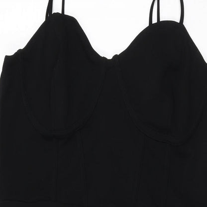 H&M Womens Black Polyester Bodycon Size XL V-Neck Pullover