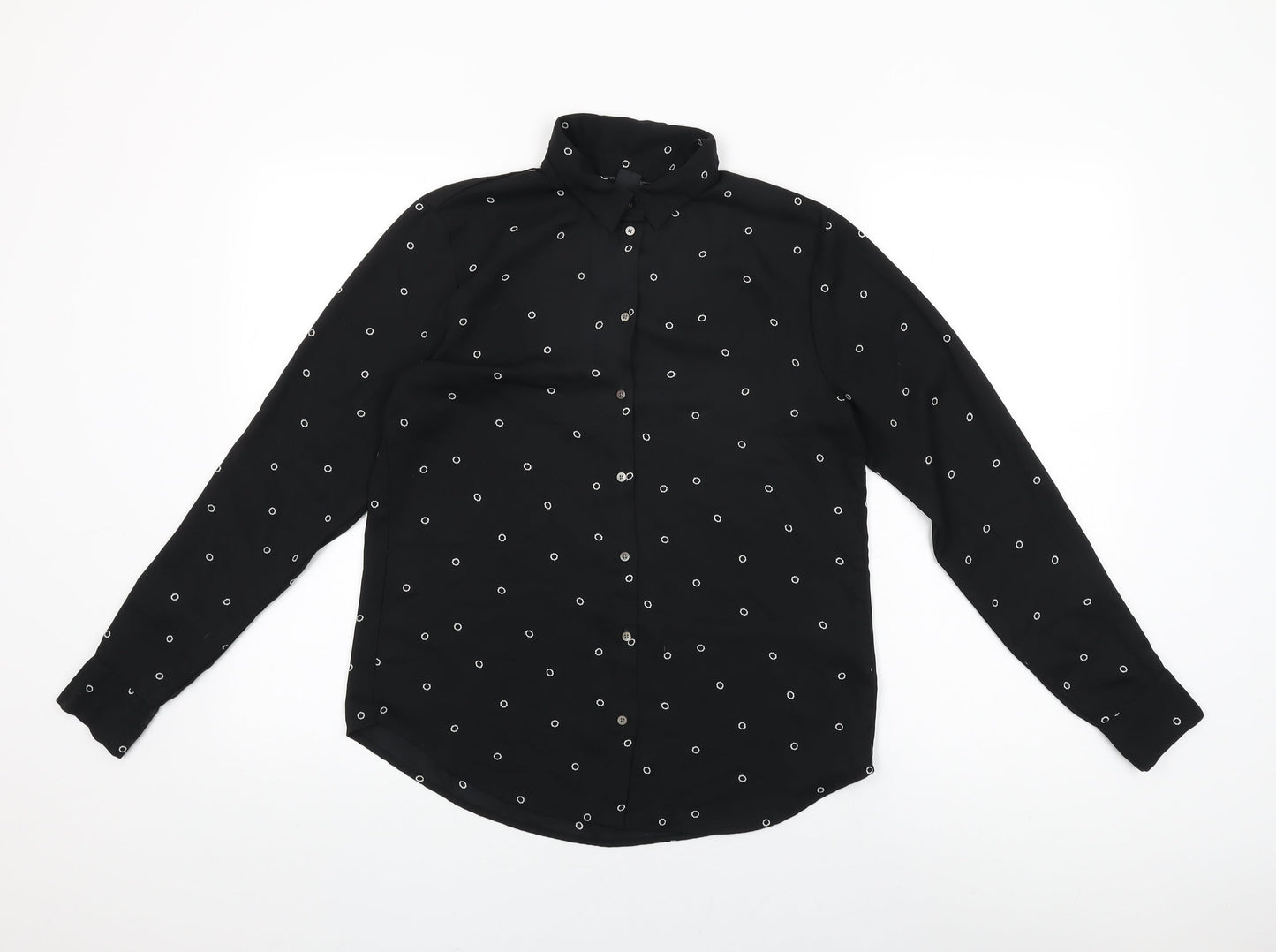 Womens UK Size 6 H&M Black Basic Button-Up