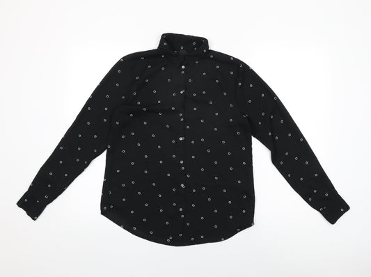 Womens UK Size 6 H&M Black Basic Button-Up