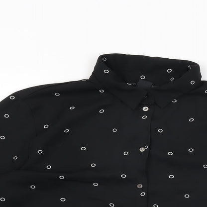 Womens UK Size 6 H&M Black Basic Button-Up