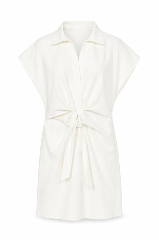Front view of ASOS women’s white polyester shift, size UK 10, collared pullover